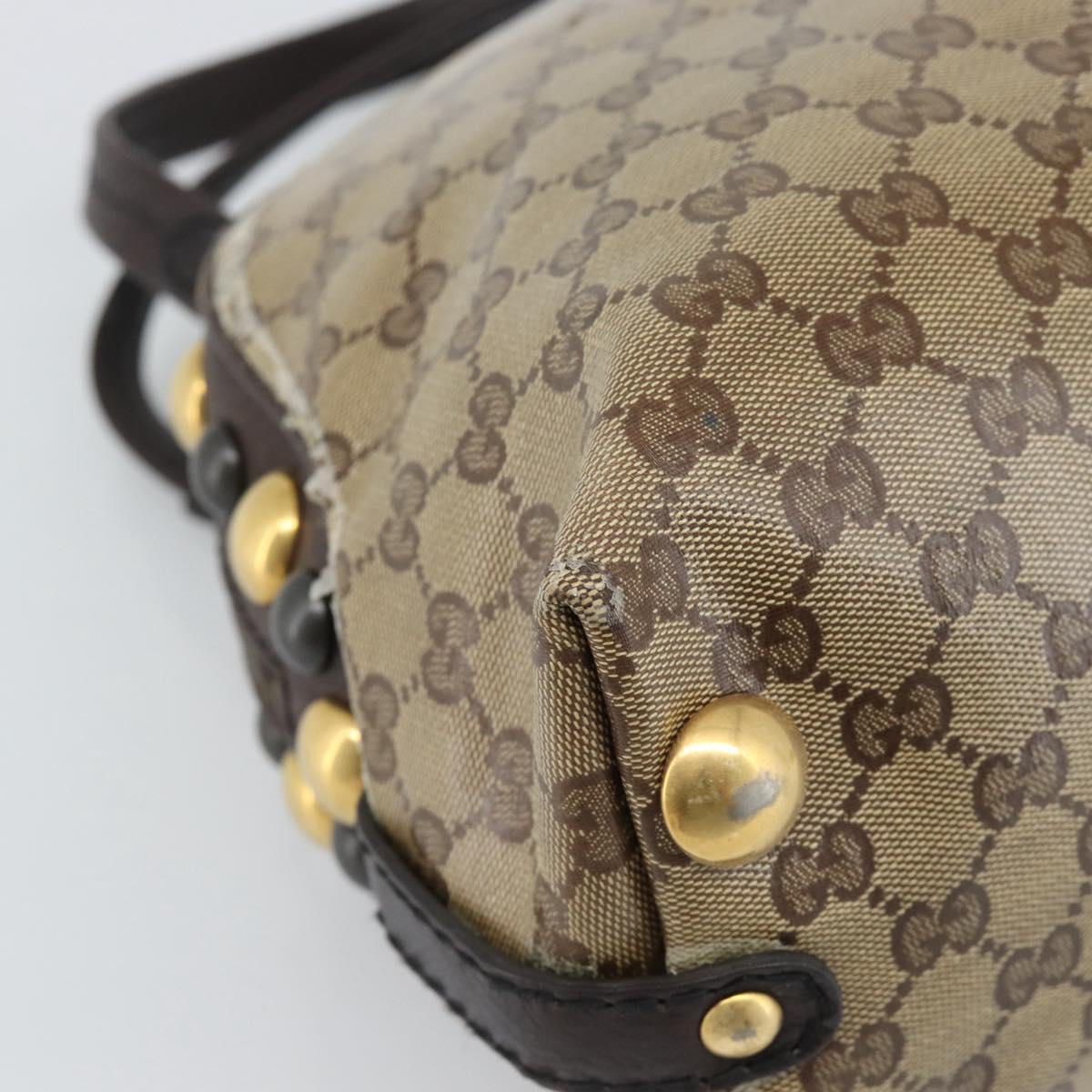 GUCCI GG Crystal Hand Bag Coated Canvas Beige Gold 209600 Auth 190792