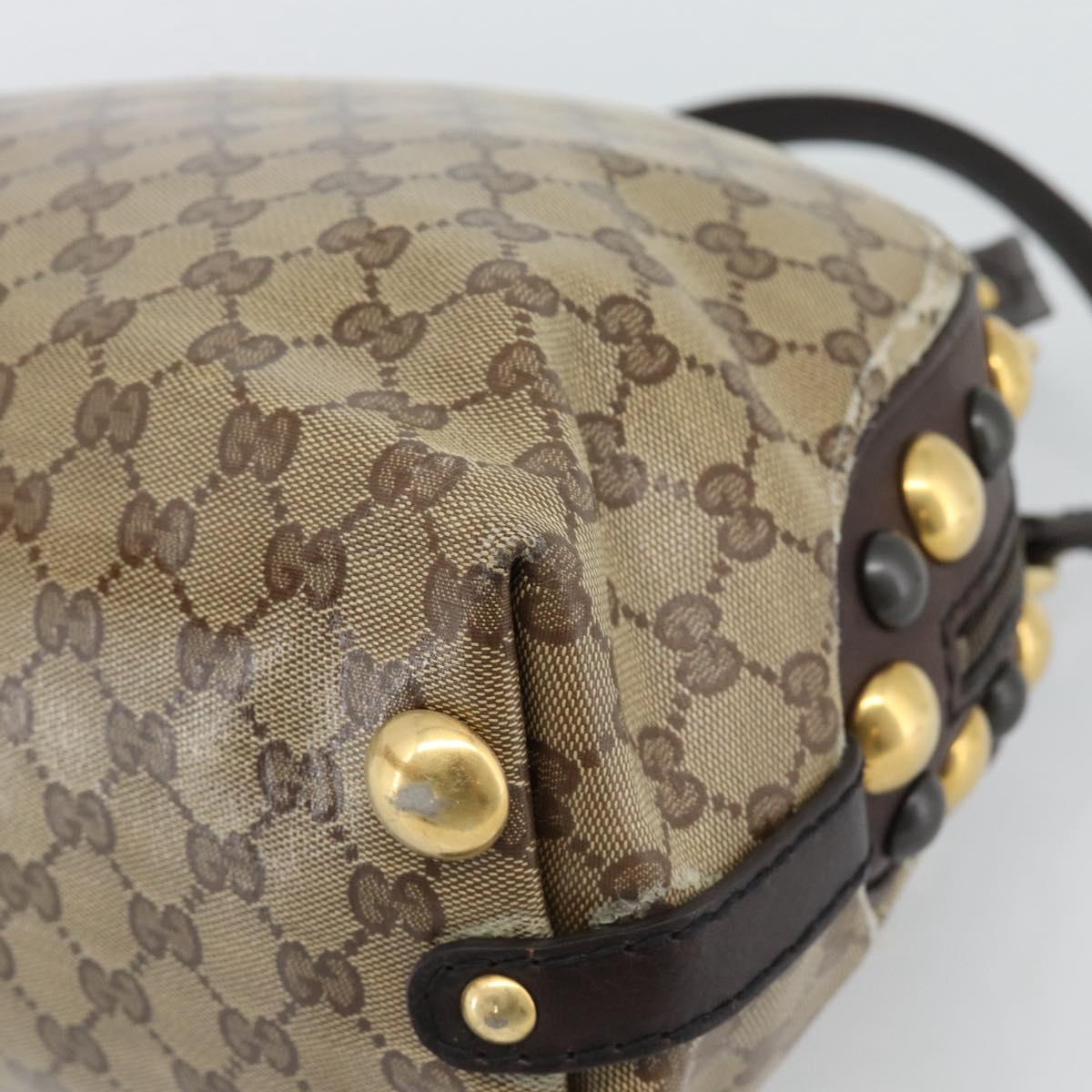 GUCCI GG Crystal Hand Bag Coated Canvas Beige Gold 209600 Auth 190792