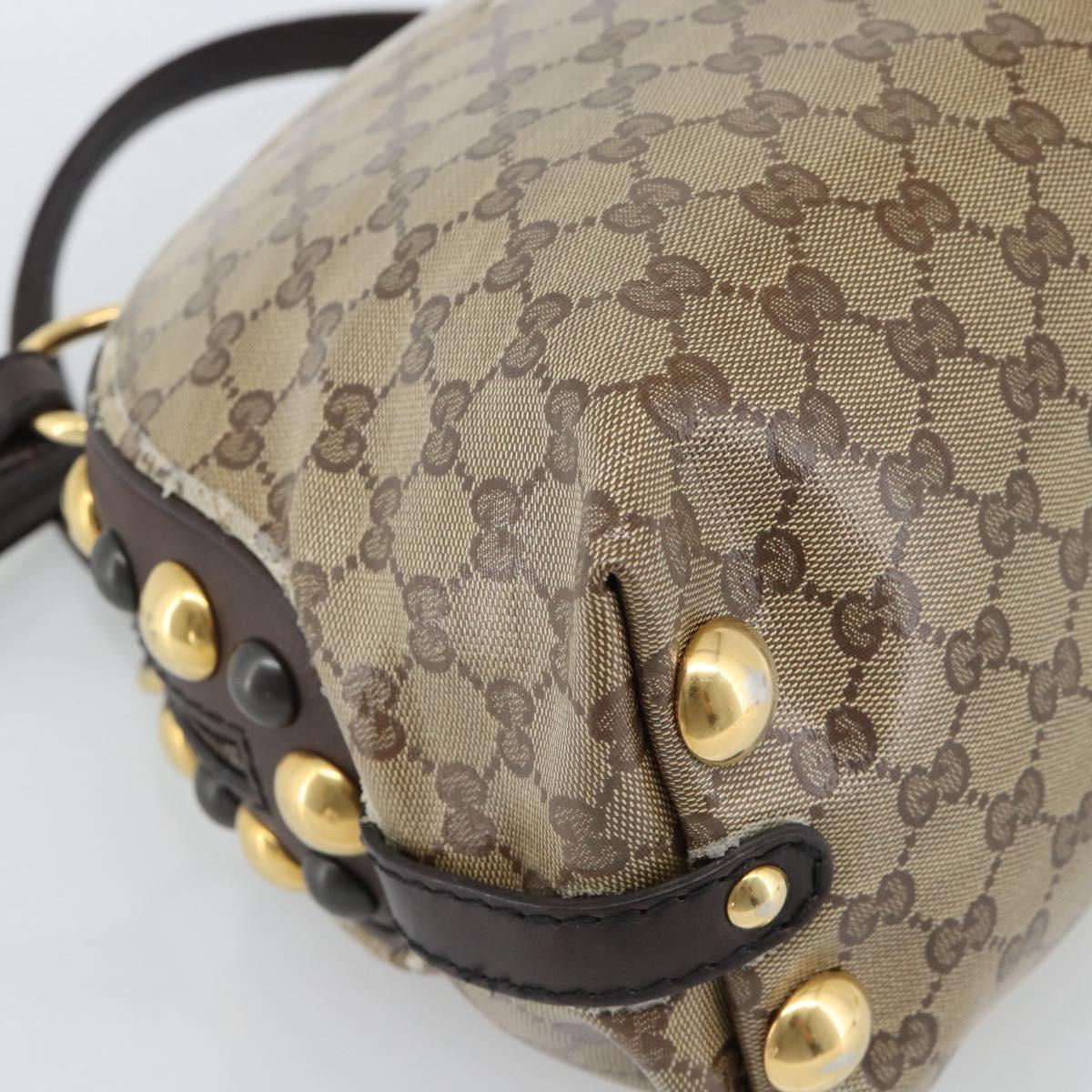 GUCCI GG Crystal Hand Bag Coated Canvas Beige Gold 209600 Auth 190792