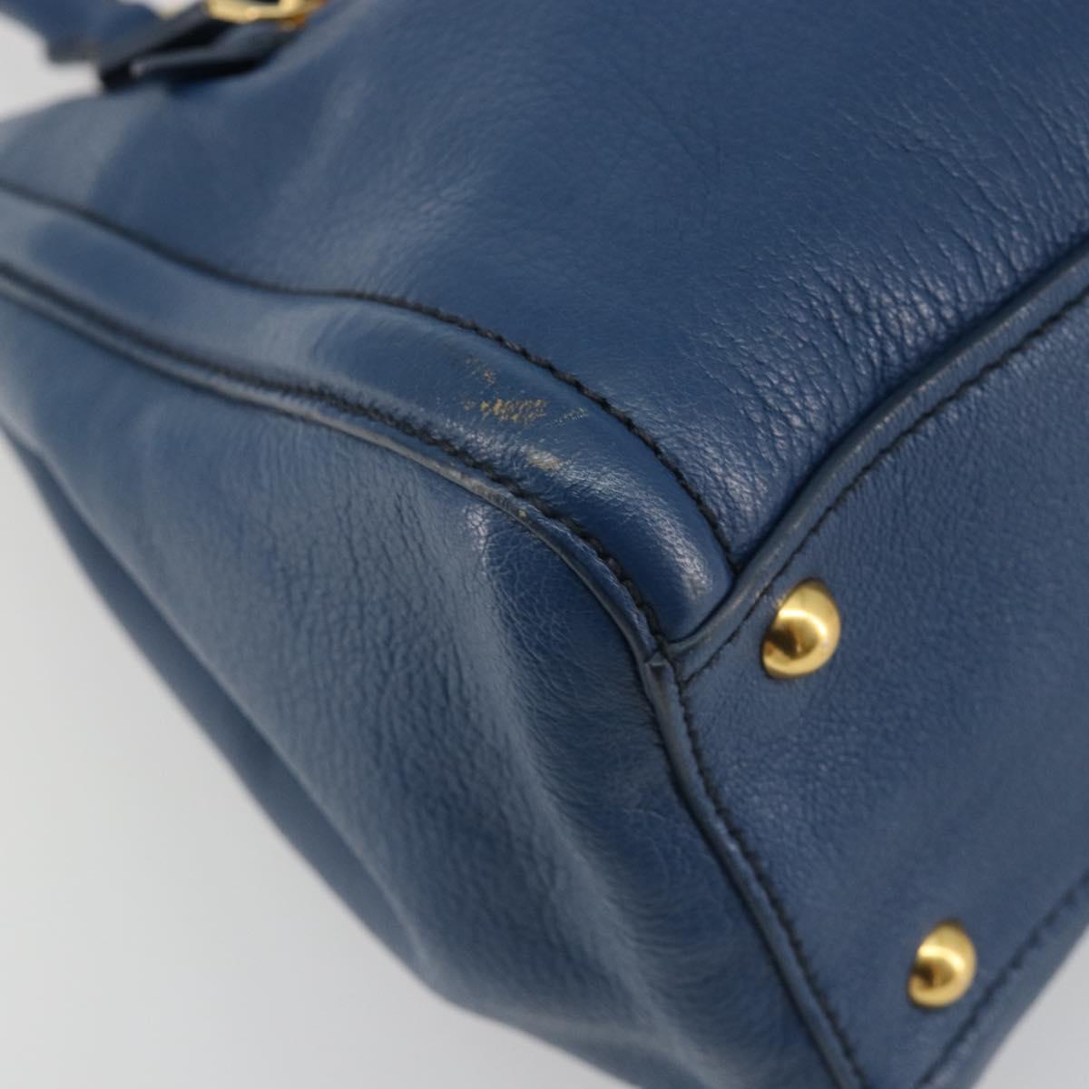 Miu Miu Hand Bag Leather Blue Gold Auth 190797