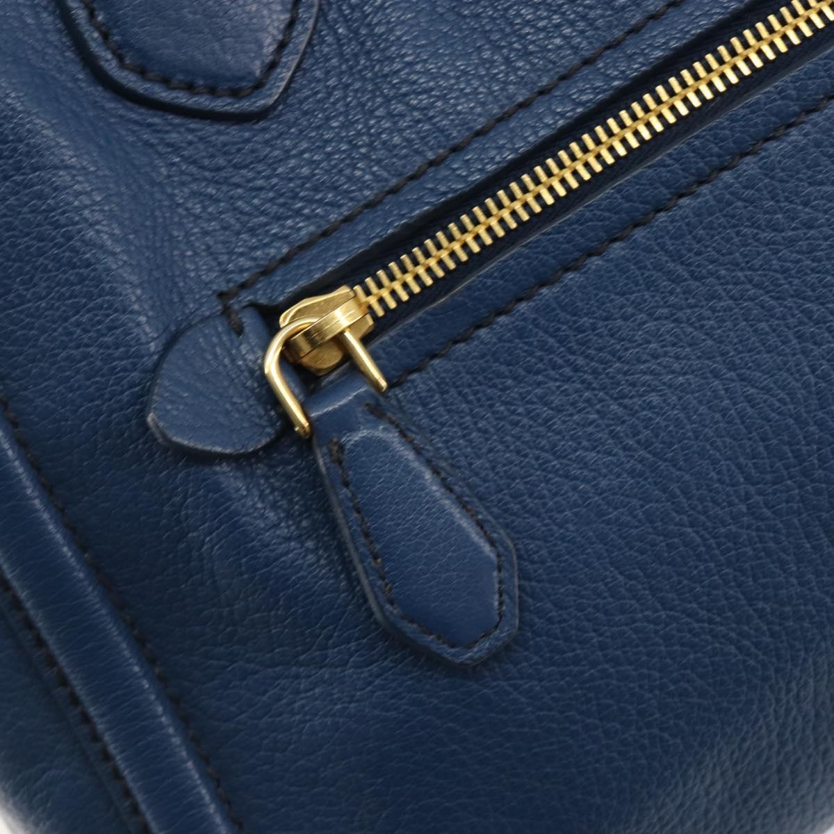 Miu Miu Hand Bag Leather Blue Gold Auth 190797
