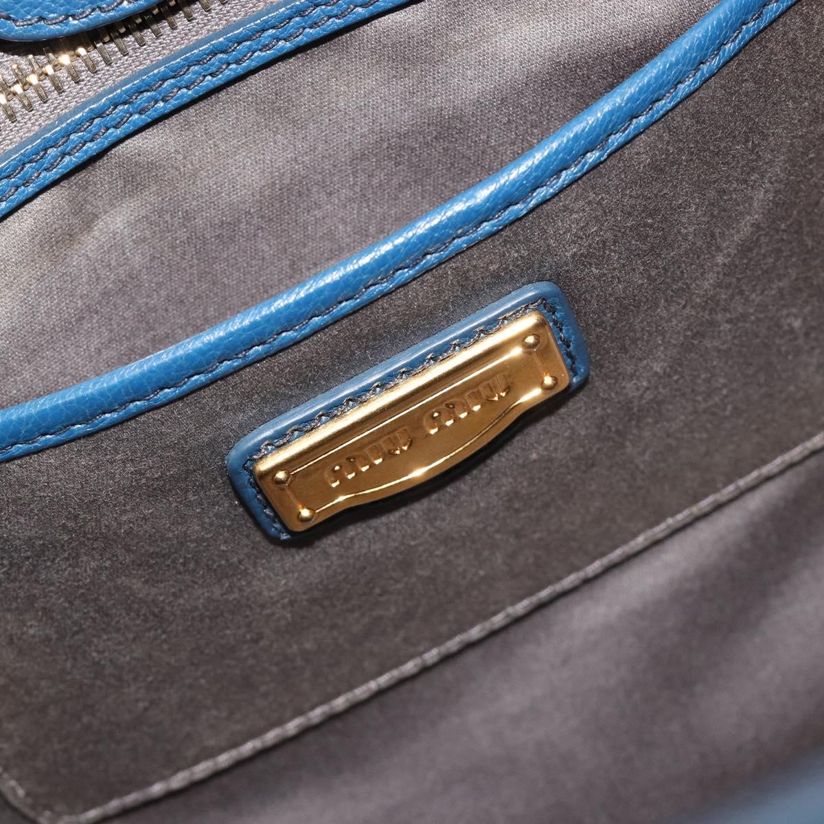 Miu Miu Hand Bag Leather Blue Gold Auth 190797