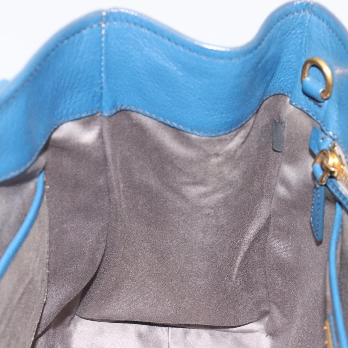 Miu Miu Hand Bag Leather Blue Gold Auth 190797