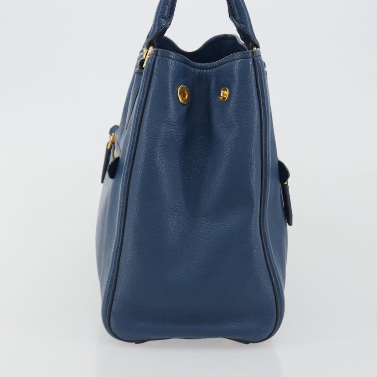 Miu Miu Hand Bag Leather Blue Gold Auth 190797
