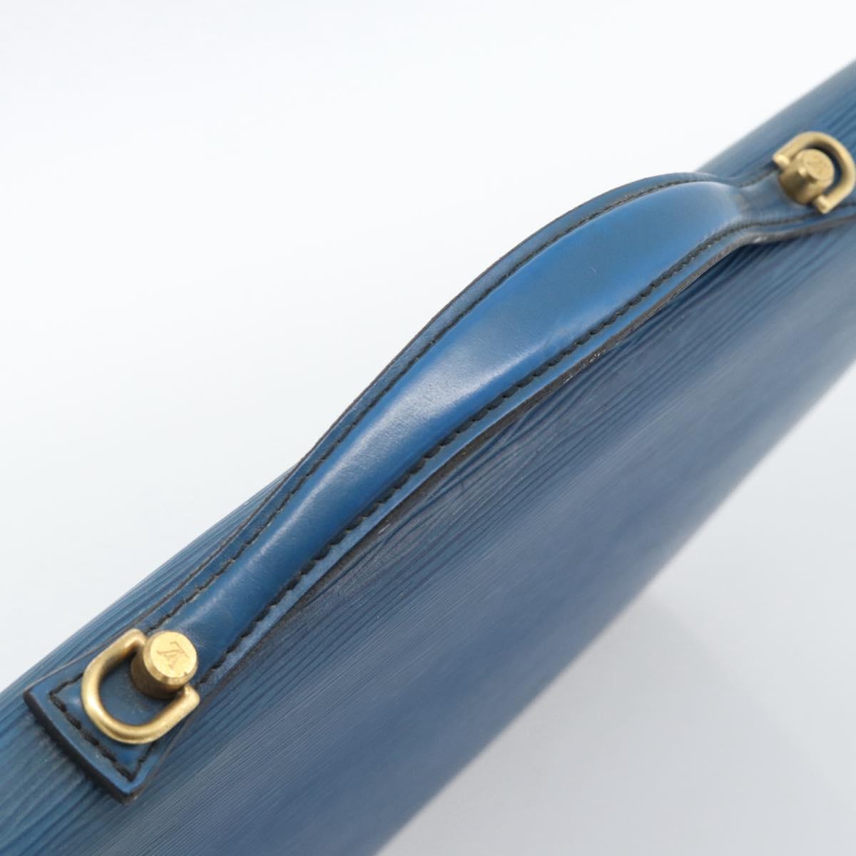 LOUIS VUITTON Epi Porte Documents Bandouliere Bag Toledo Blue LV Auth 190800