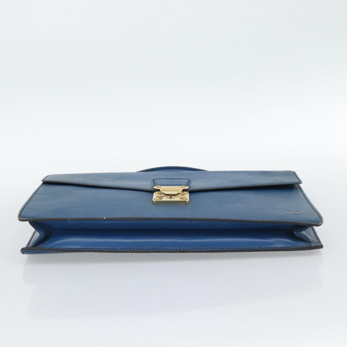 LOUIS VUITTON Epi Porte Documents Bandouliere Bag Toledo Blue LV Auth 190800