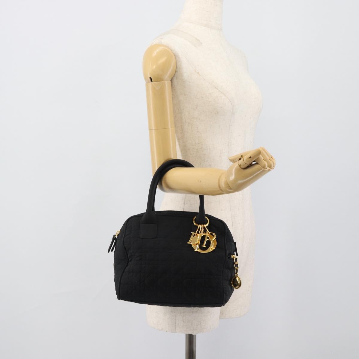 Christian Dior Canage Hand Bag Canvas Black Gold Auth 190803