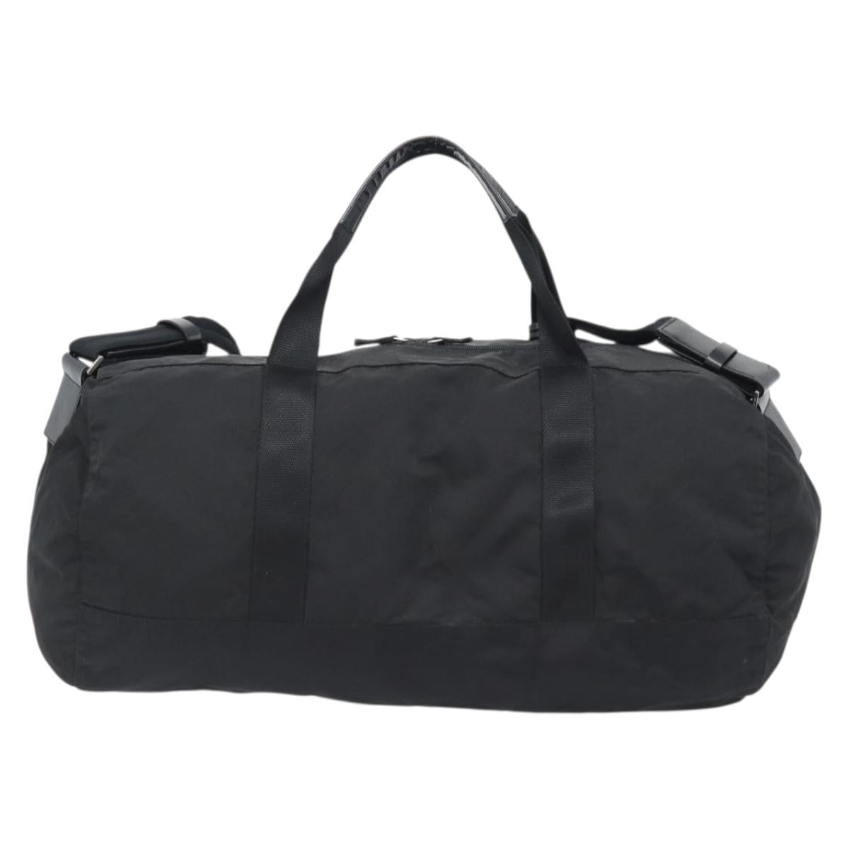 PRADA Boston Bag Nylon 2way Black Silver Auth 190804A