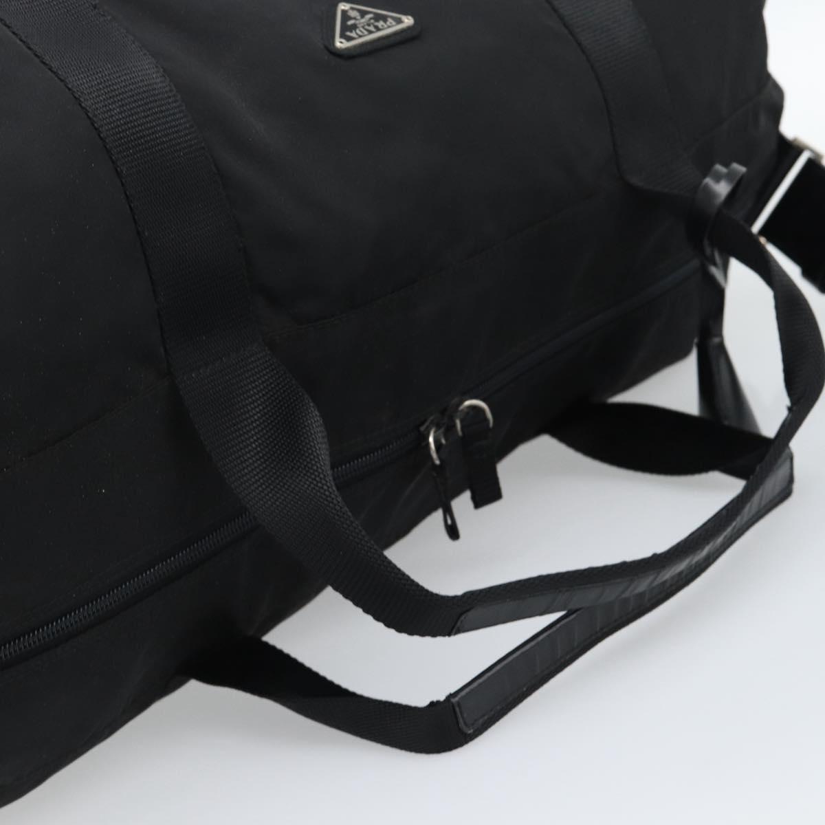 PRADA Boston Bag Nylon 2way Black Silver Auth 190804A