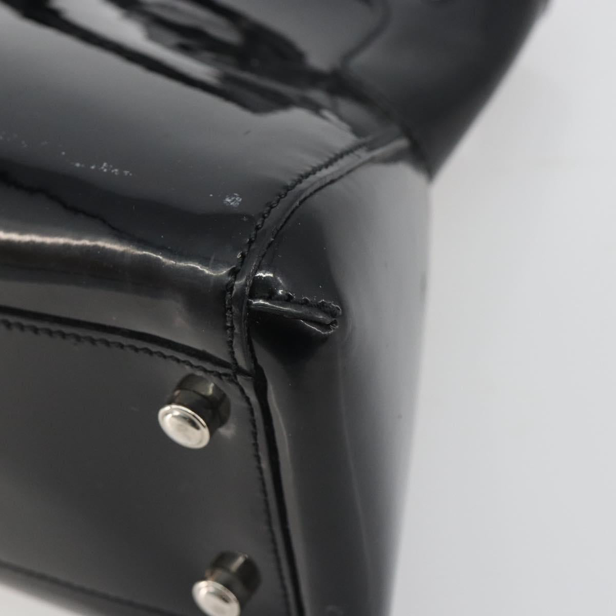 CARTIER Marcello Hand Bag Patent Leather Black Silver Auth 190805