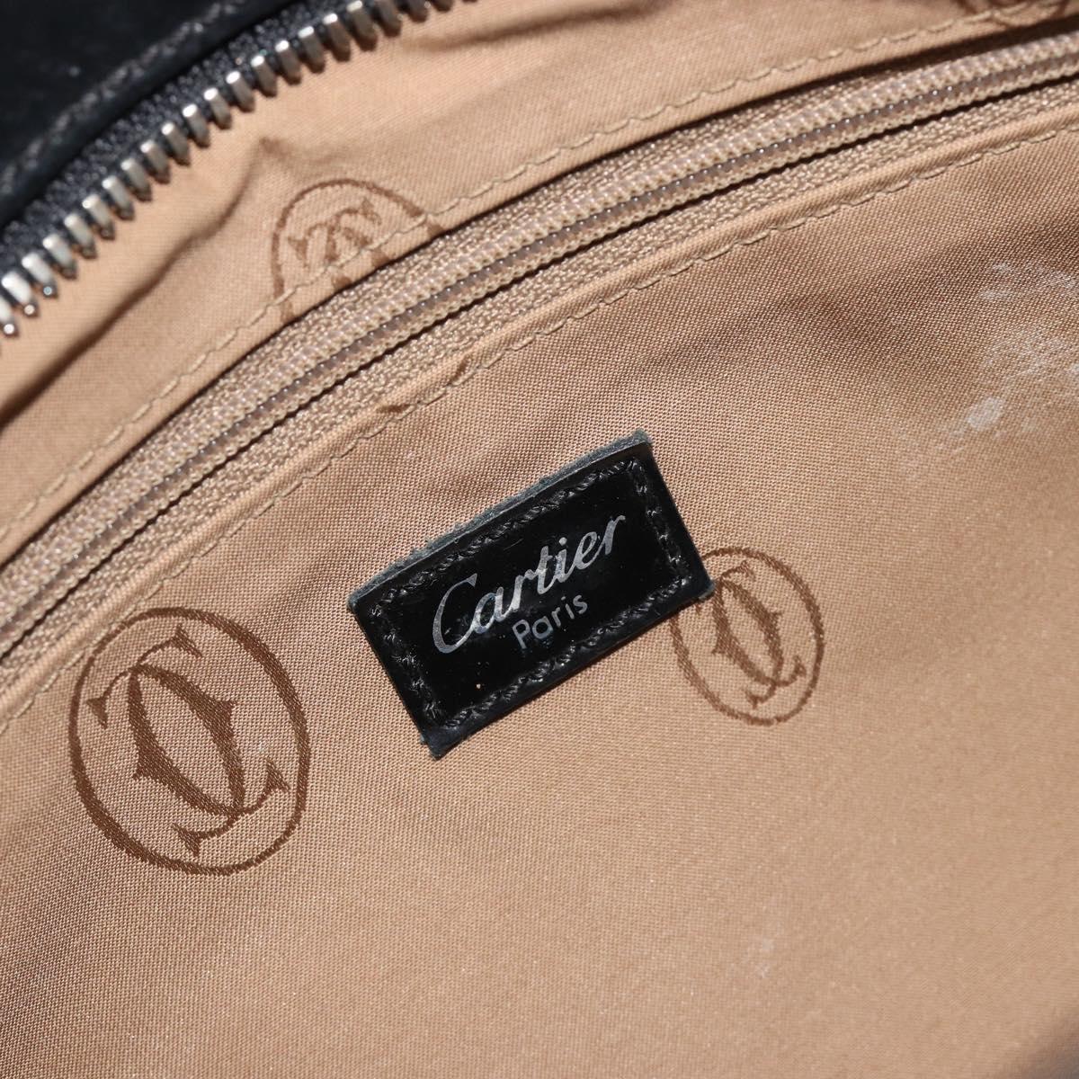 CARTIER Marcello Hand Bag Patent Leather Black Silver Auth 190805