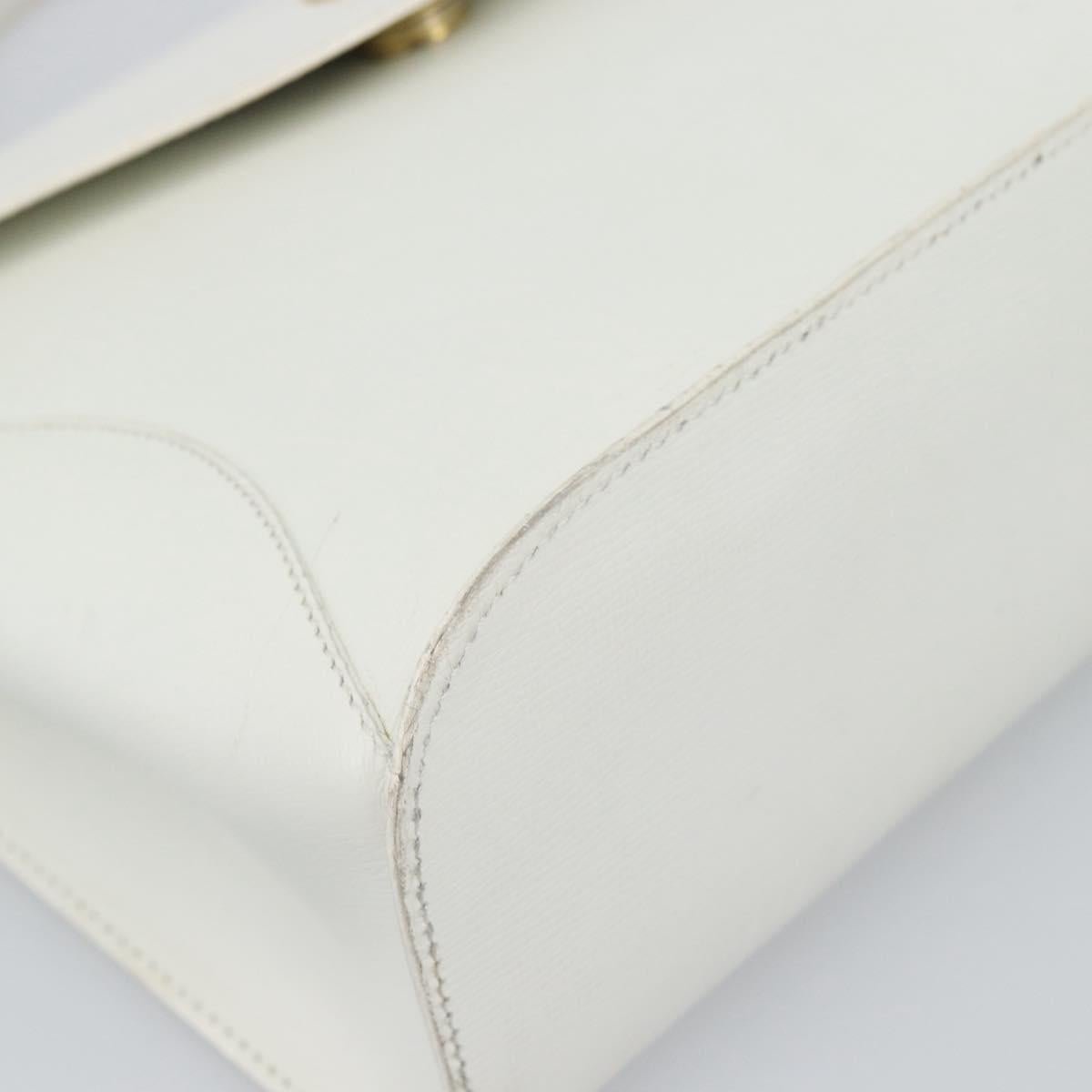 Christian Dior Hand Bag Leather White Gold Auth 190806