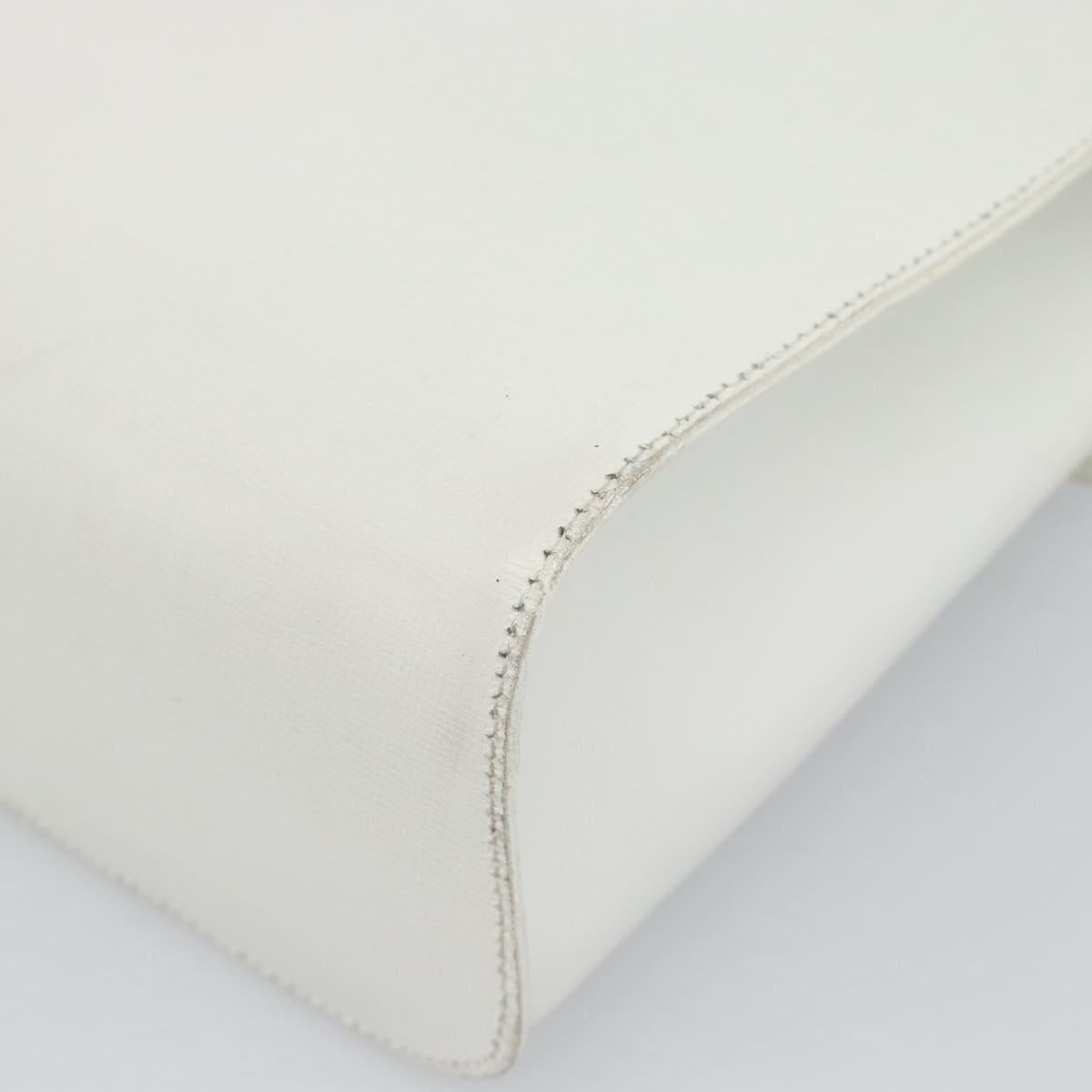 Christian Dior Hand Bag Leather White Gold Auth 190806