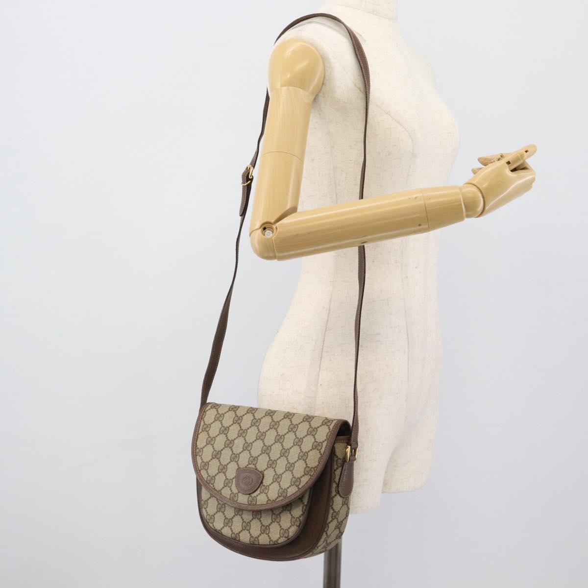 GUCCI GG Supreme Shoulder Bag PVC Beige Gold 001 58 6861 Auth 190808