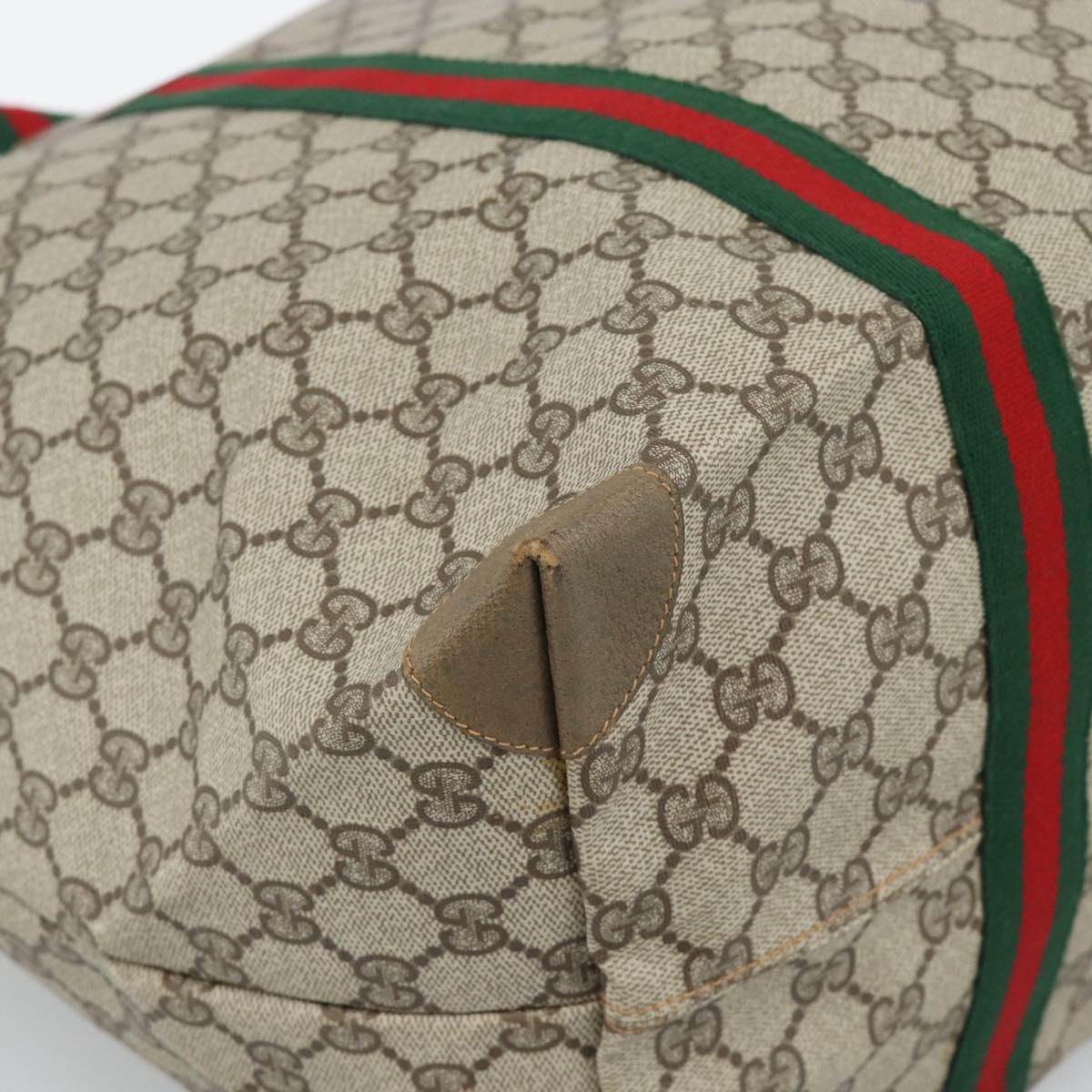 GUCCI GG Supreme Web Sherry Line Boston Bag PVC Beige Gold 89 19 012 Auth 190809