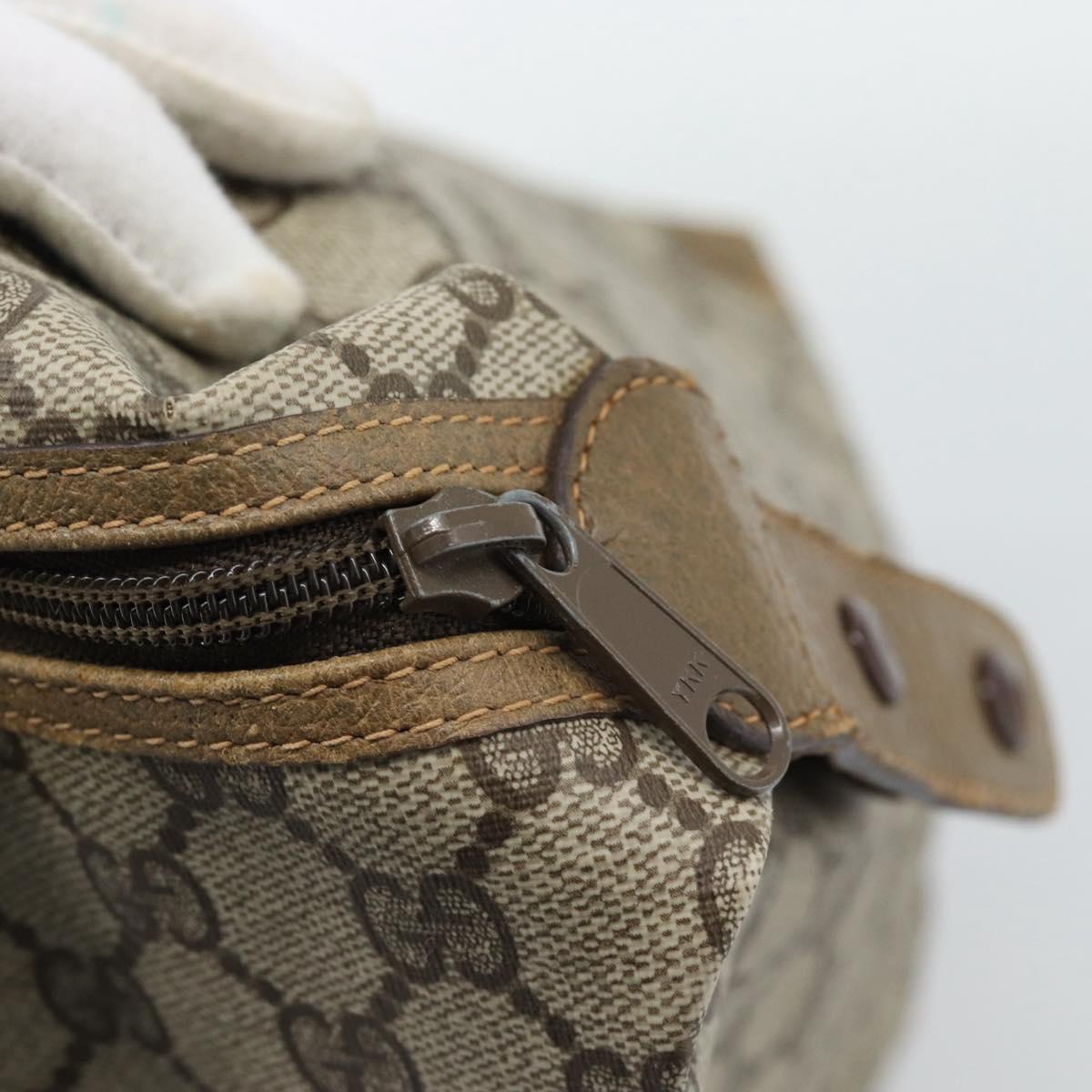 GUCCI GG Supreme Web Sherry Line Boston Bag PVC Beige Gold 89 19 012 Auth 190809