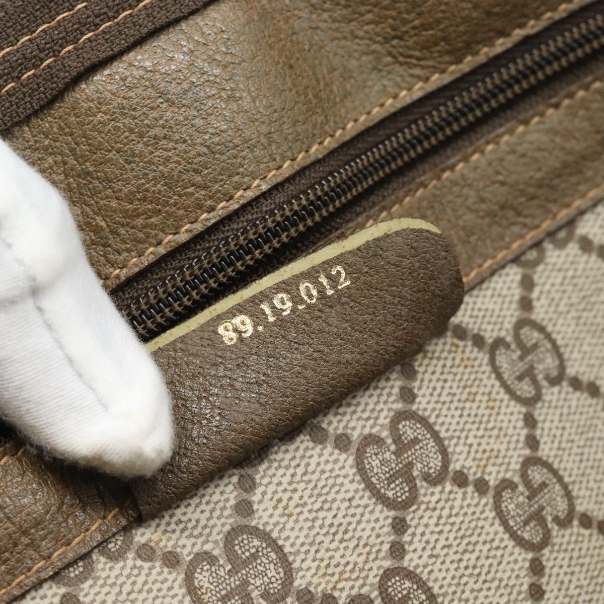 GUCCI GG Supreme Web Sherry Line Boston Bag PVC Beige Gold 89 19 012 Auth 190809