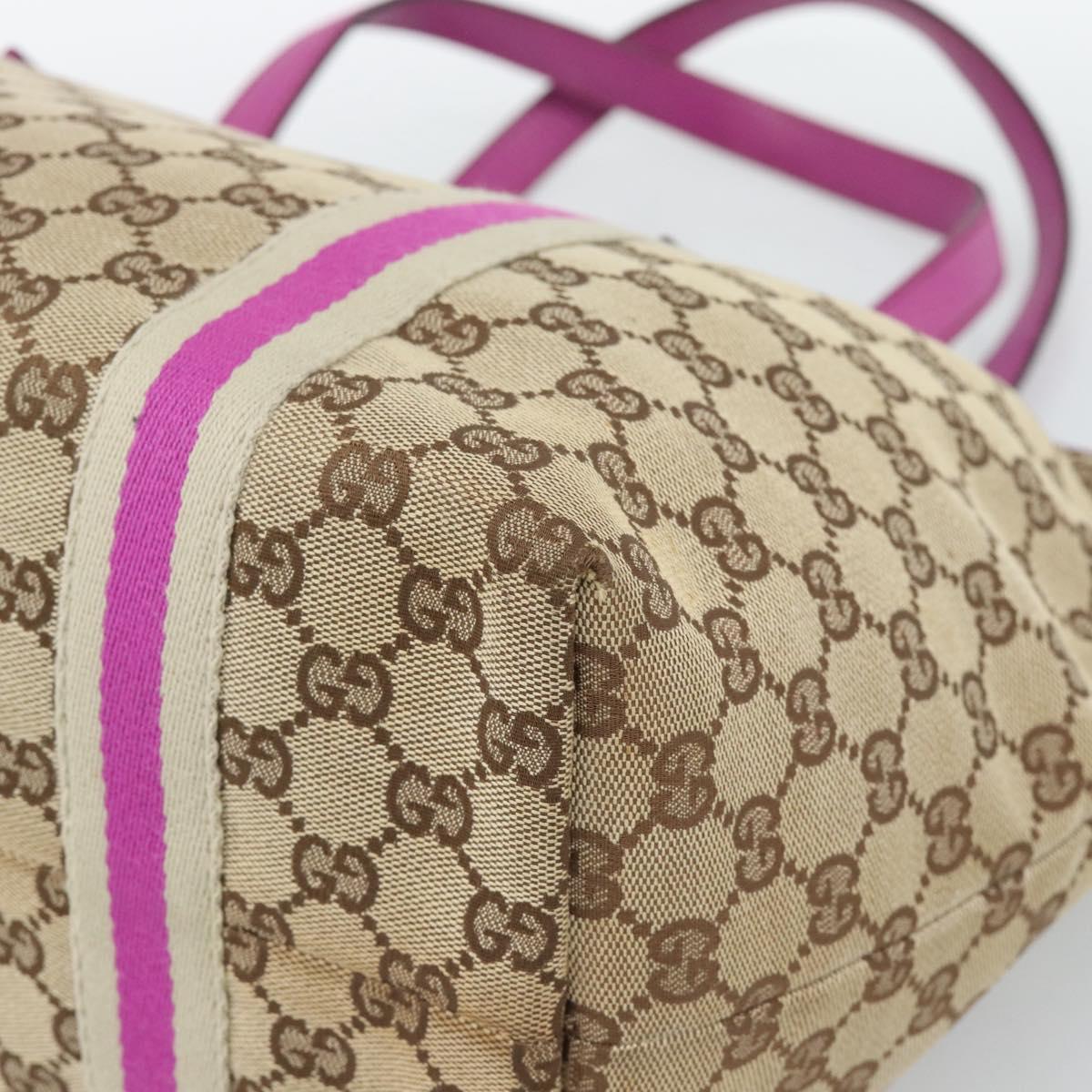 GUCCI GG Canvas Sherry Line Tote Bag Beige Gold 139260 Auth 190810