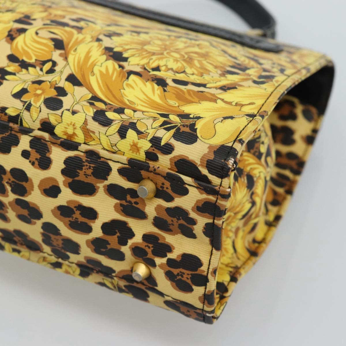 Gianni Versace Hand Bag PVC Canvas Yellow Gold Auth 190811