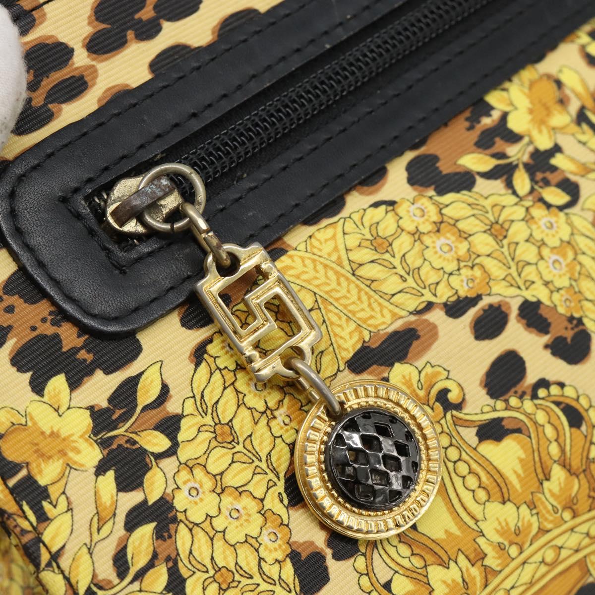 Gianni Versace Hand Bag PVC Canvas Yellow Gold Auth 190811
