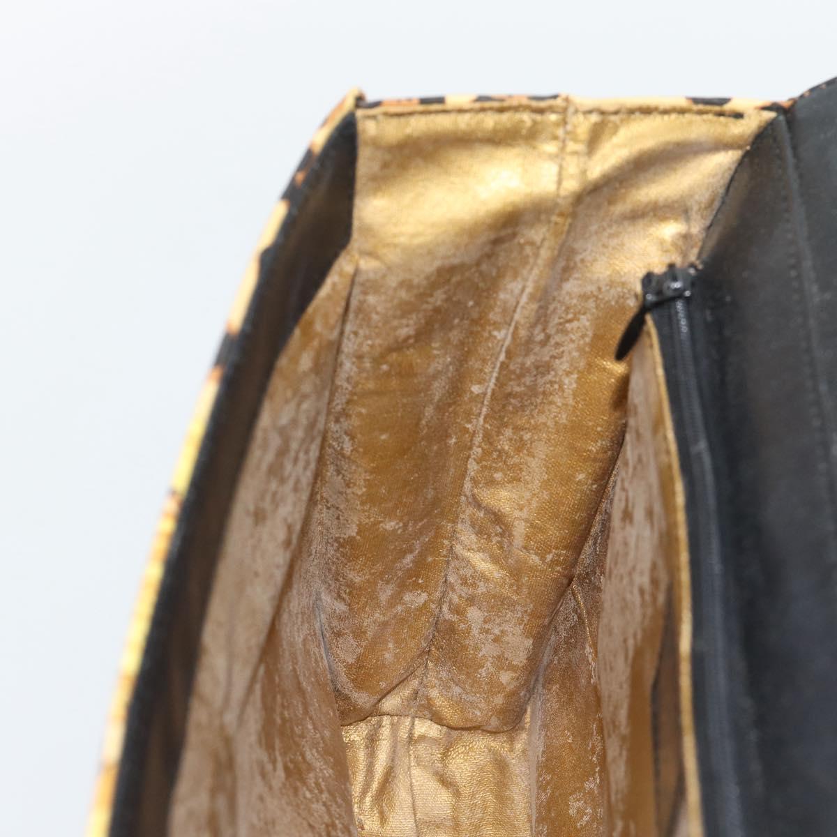 Gianni Versace Hand Bag PVC Canvas Yellow Gold Auth 190811