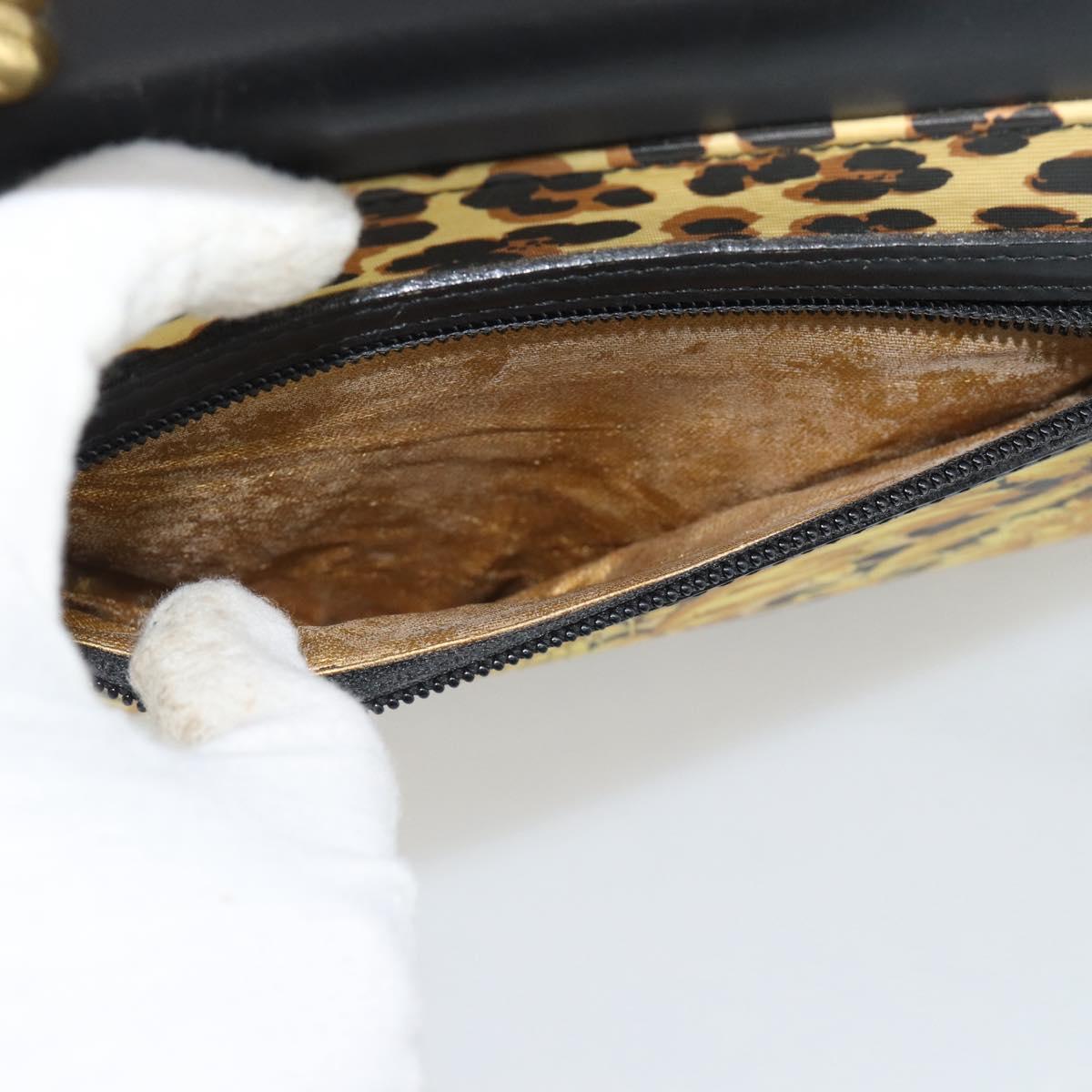 Gianni Versace Hand Bag PVC Canvas Yellow Gold Auth 190811