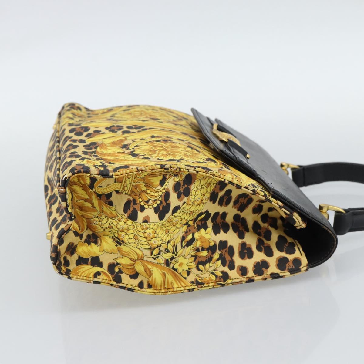 Gianni Versace Hand Bag PVC Canvas Yellow Gold Auth 190811