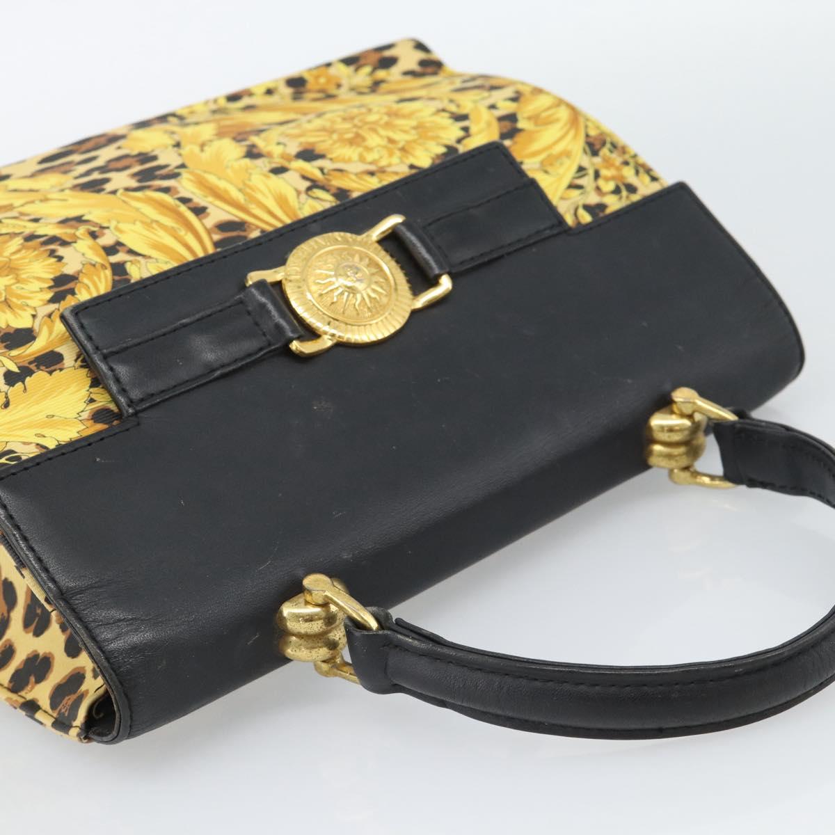 Gianni Versace Hand Bag PVC Canvas Yellow Gold Auth 190811