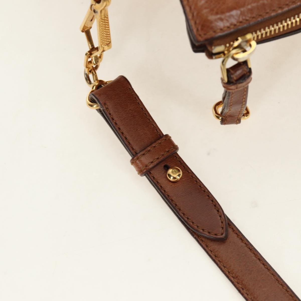 Miu Miu Hand Bag Leather 2way Brown Gold Auth 190812SAM