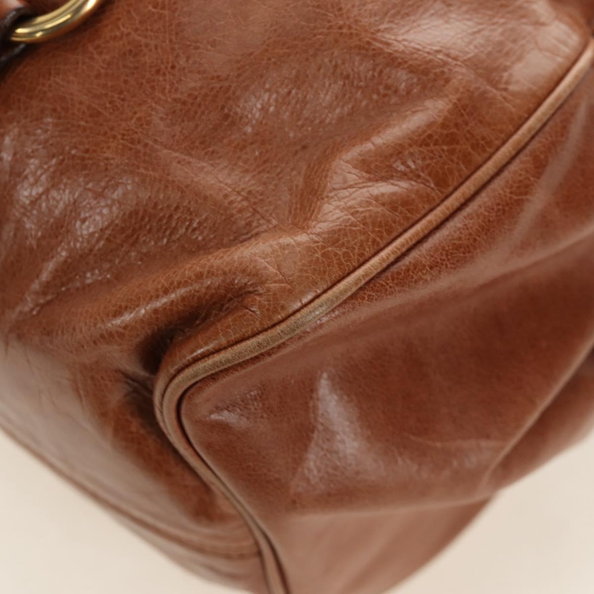 Miu Miu Hand Bag Leather 2way Brown Gold Auth 190812SAM