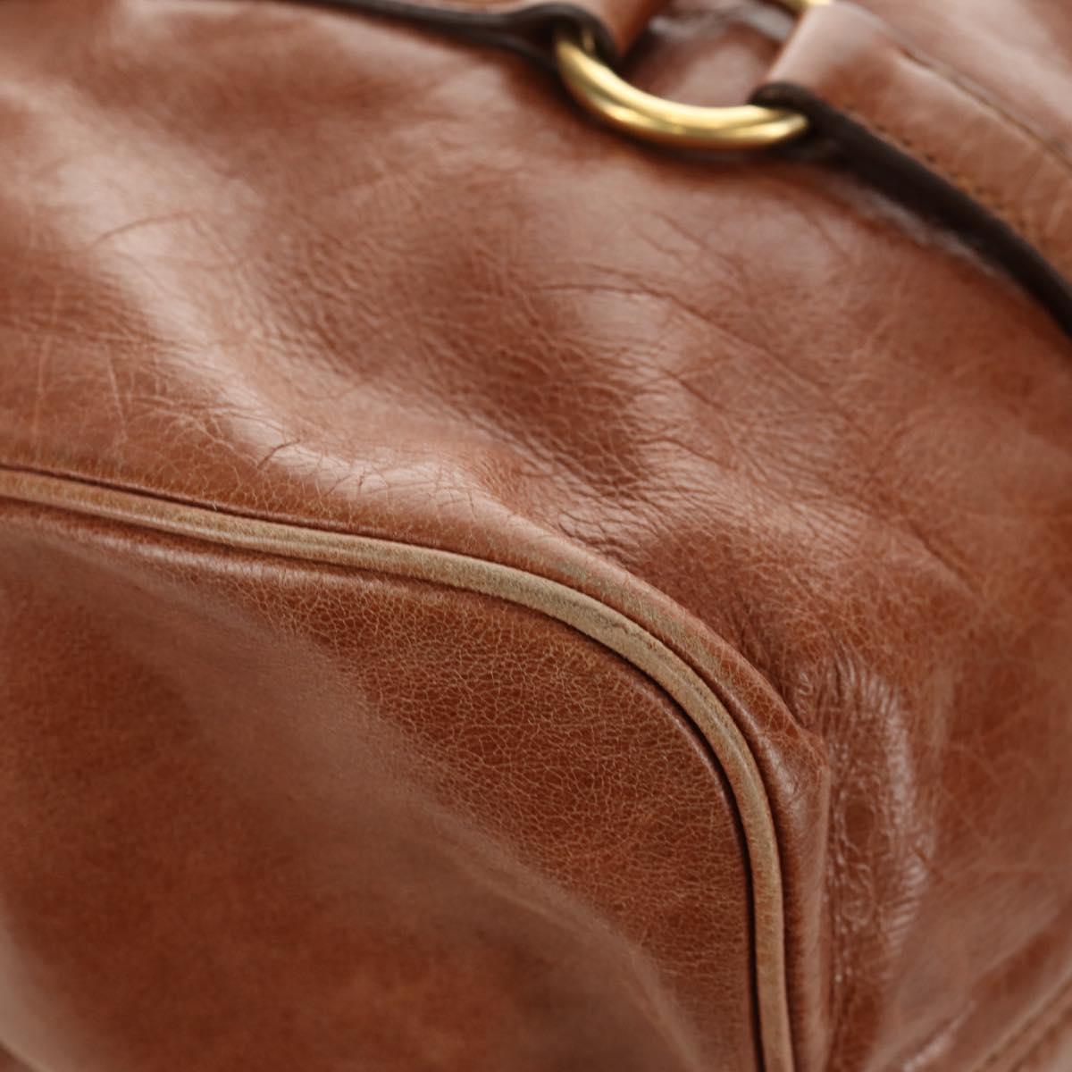 Miu Miu Hand Bag Leather 2way Brown Gold Auth 190812SAM