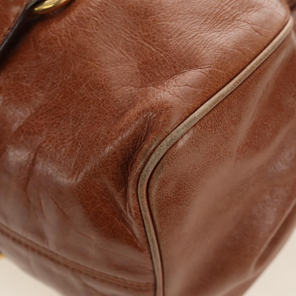 Miu Miu Hand Bag Leather 2way Brown Gold Auth 190812SAM