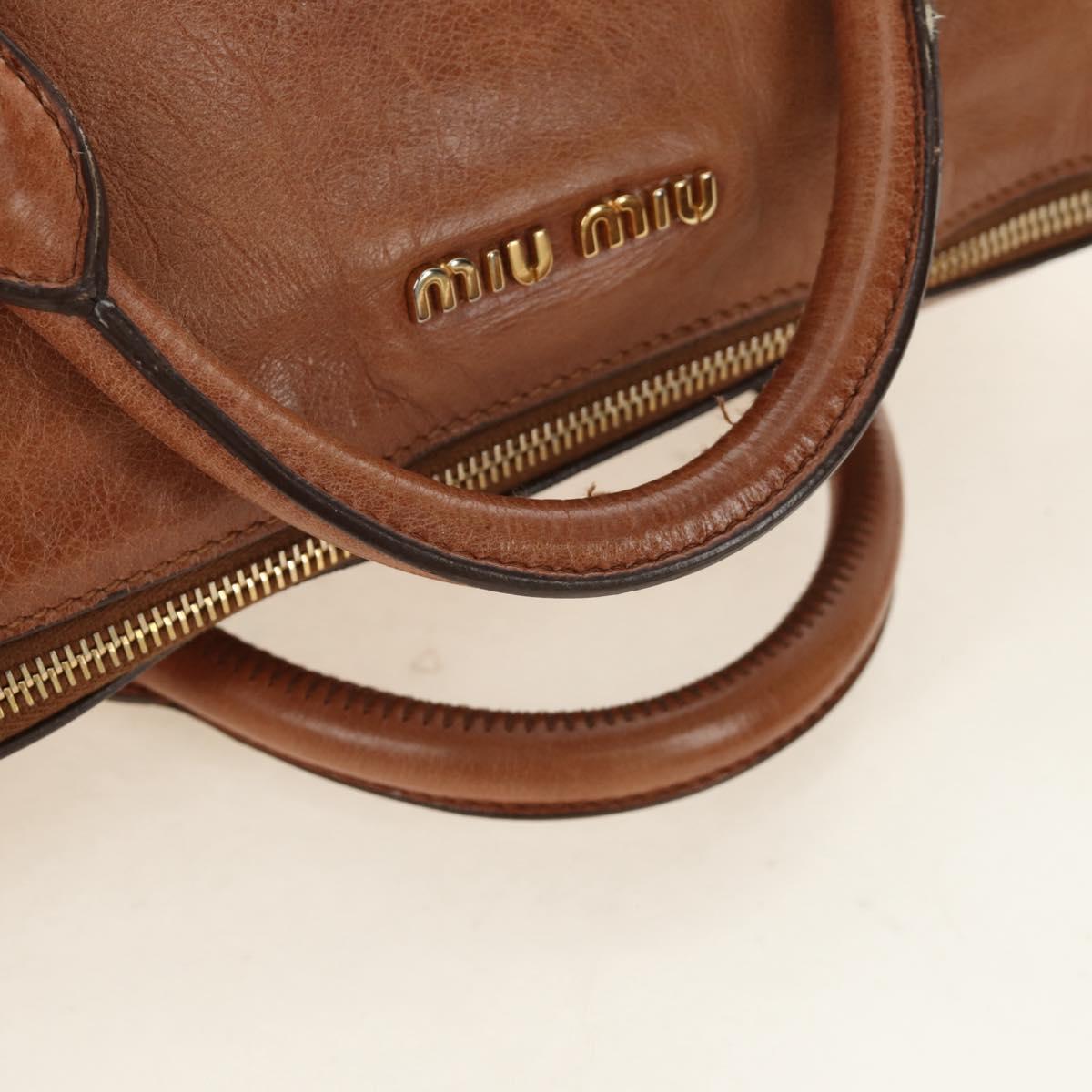 Miu Miu Hand Bag Leather 2way Brown Gold Auth 190812SAM