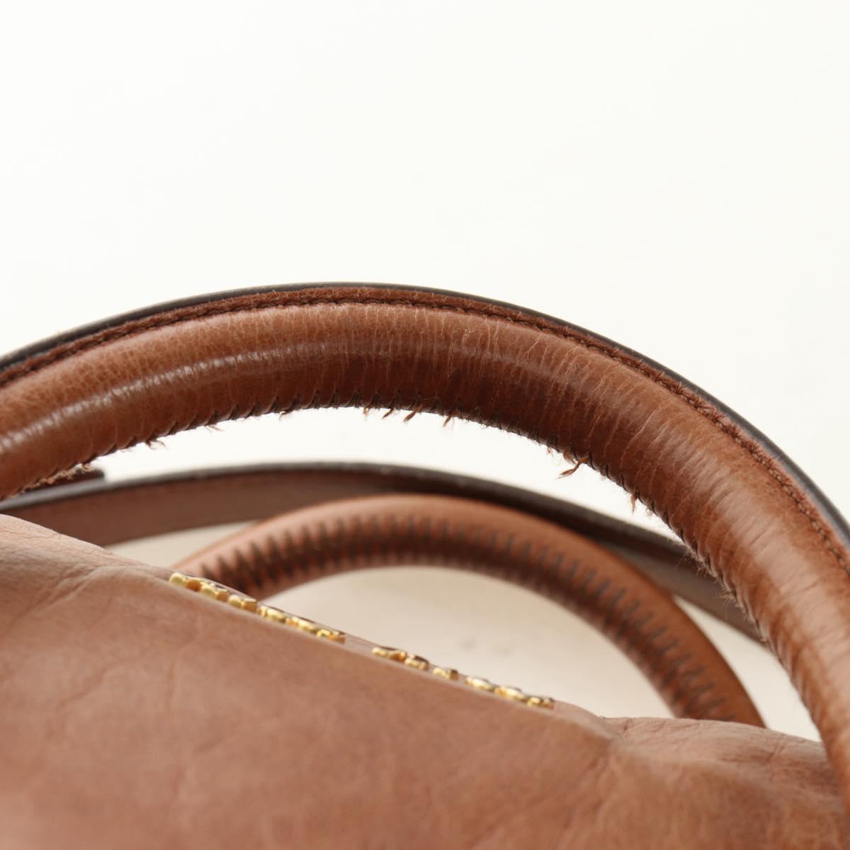 Miu Miu Hand Bag Leather 2way Brown Gold Auth 190812SAM