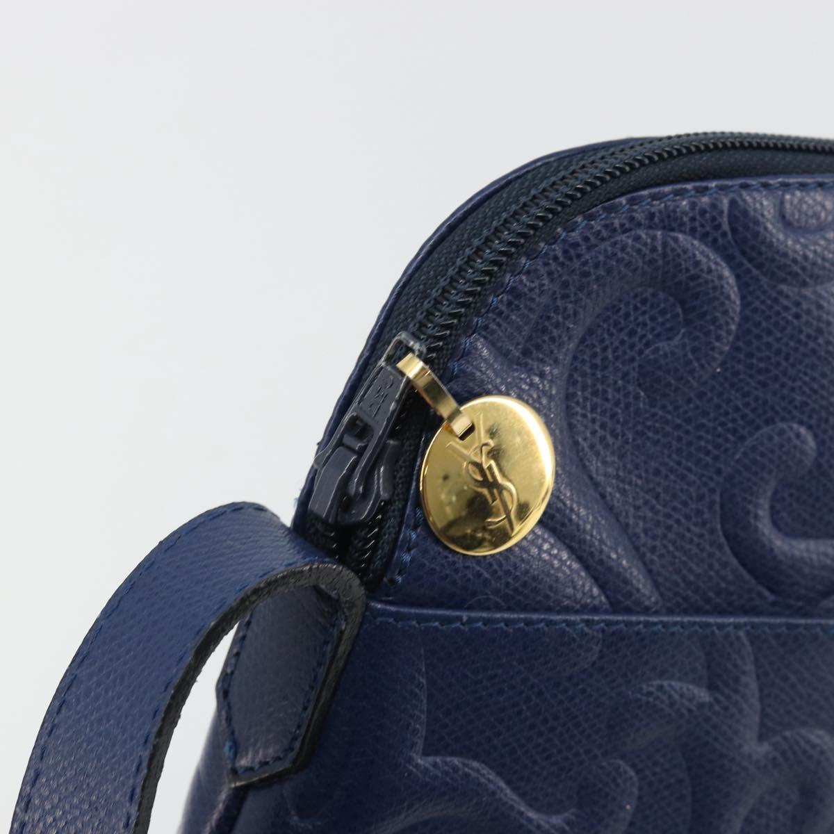 SAINT LAURENT Arabesque Pattern Shoulder Bag Leather Black Gold Auth 190813A