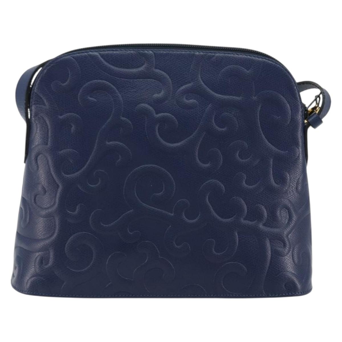 SAINT LAURENT Arabesque Pattern Shoulder Bag Leather Black Gold Auth 190813A