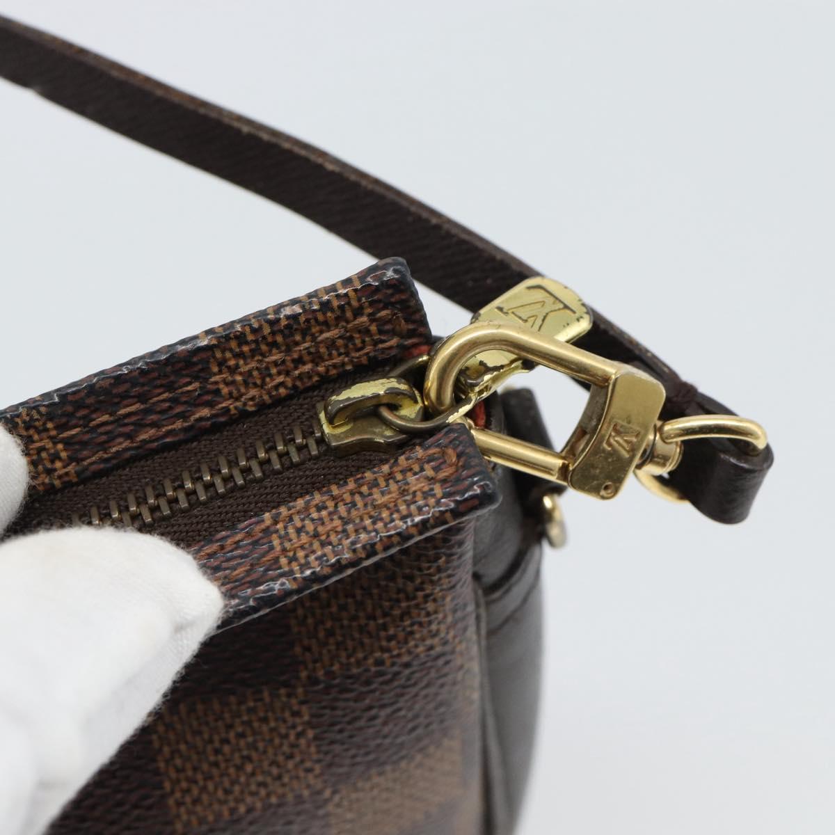 LOUIS VUITTON Damier Ebene Trousse Make Up Pouch N51982 LV Auth 190814