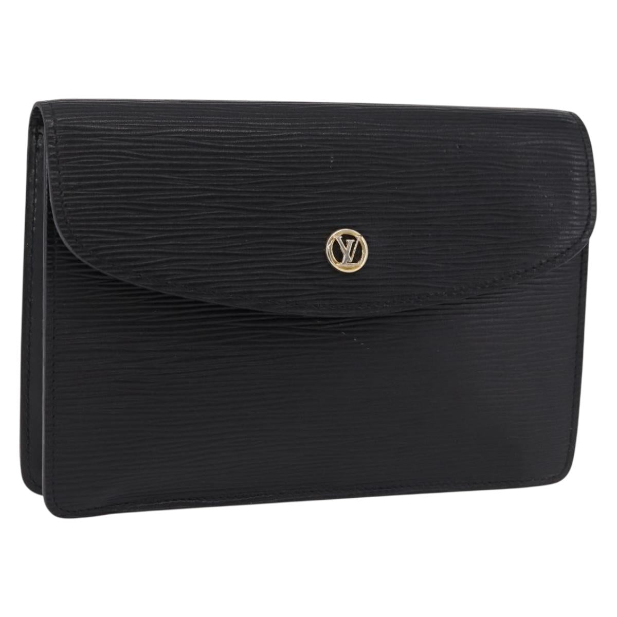 LOUIS VUITTON Epi Montaigne 23 Clutch Bag Black M52662 LV Auth 190815