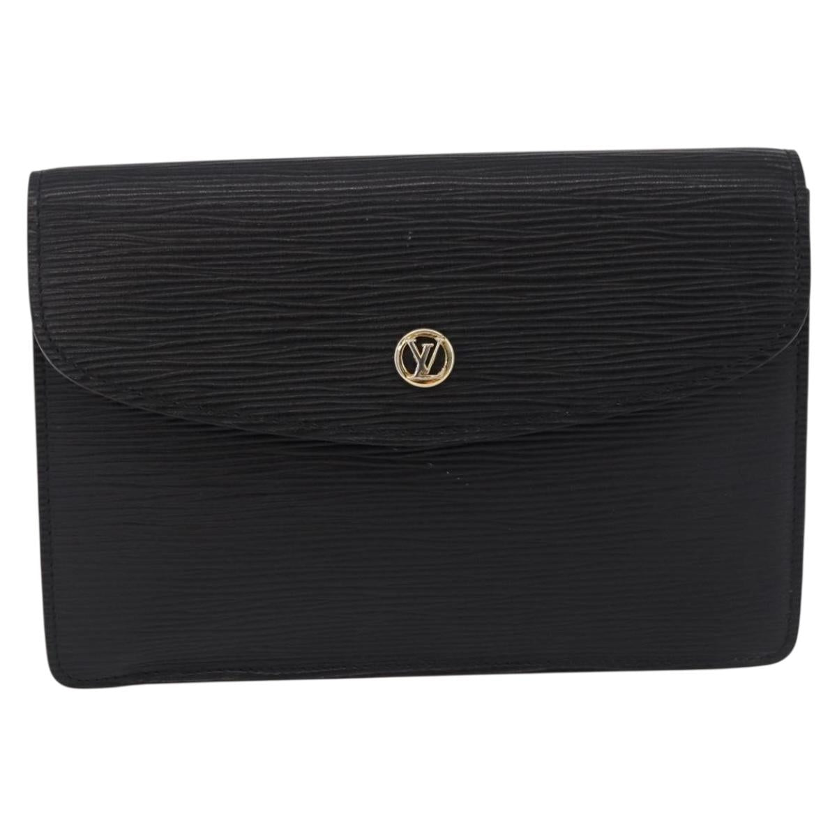 LOUIS VUITTON Epi Montaigne 23 Clutch Bag Black M52662 LV Auth 190815