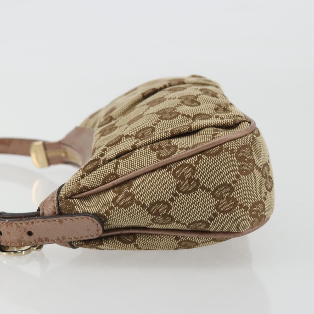 GUCCI GG Canvas Accessory Pouch Beige Gold 245938 Auth 190816