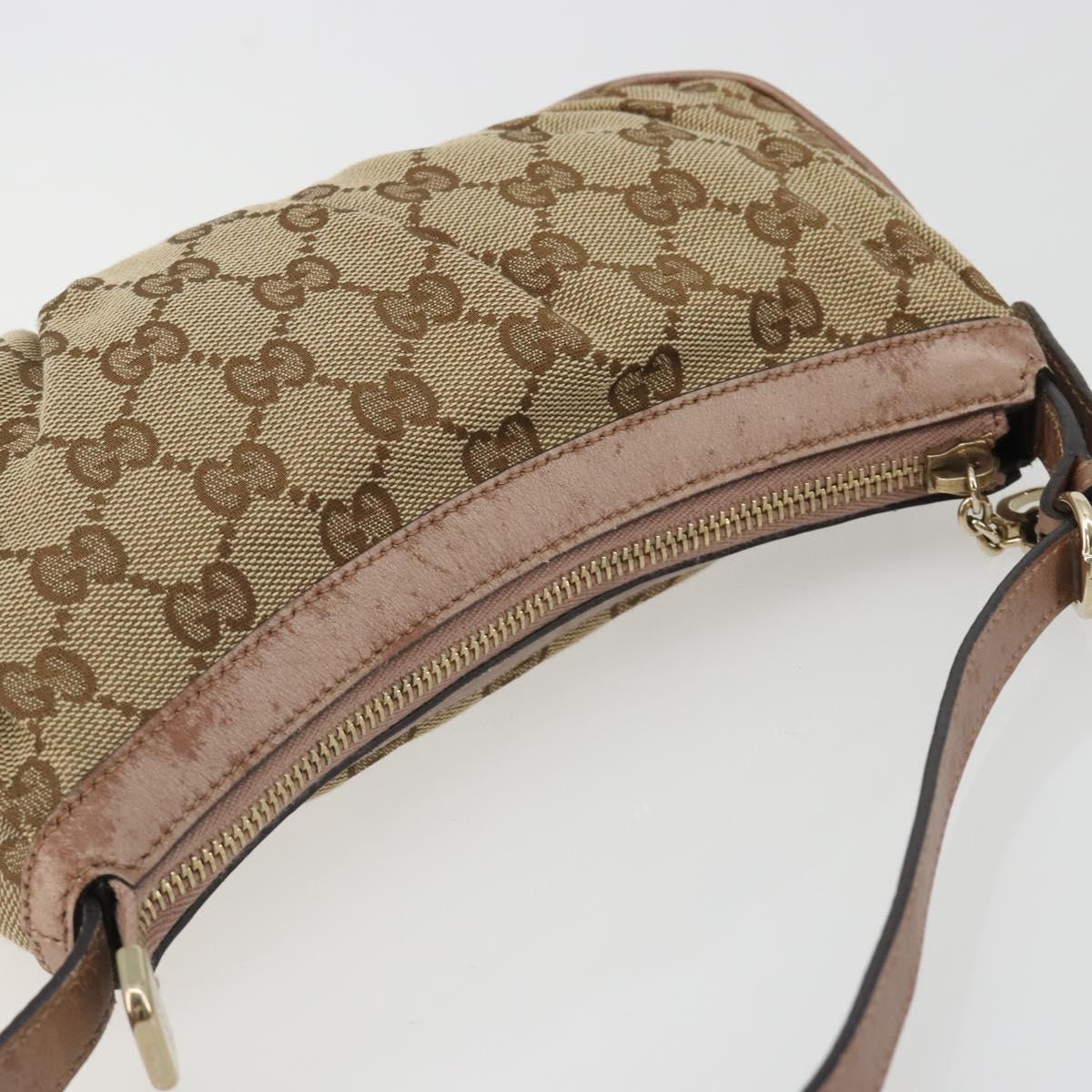GUCCI GG Canvas Accessory Pouch Beige Gold 245938 Auth 190816