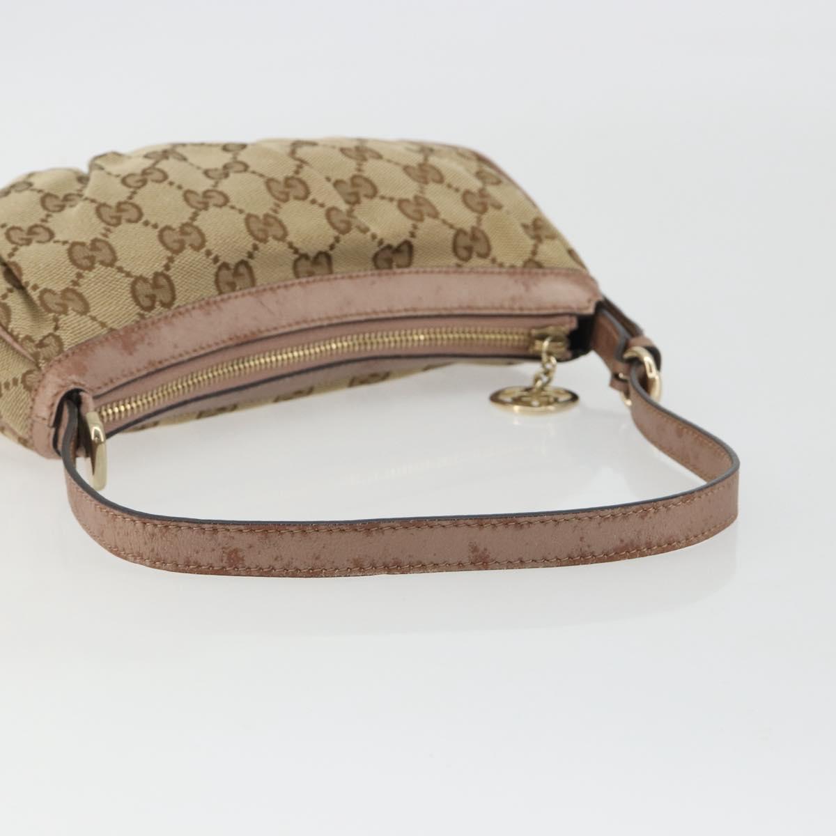 GUCCI GG Canvas Accessory Pouch Beige Gold 245938 Auth 190816