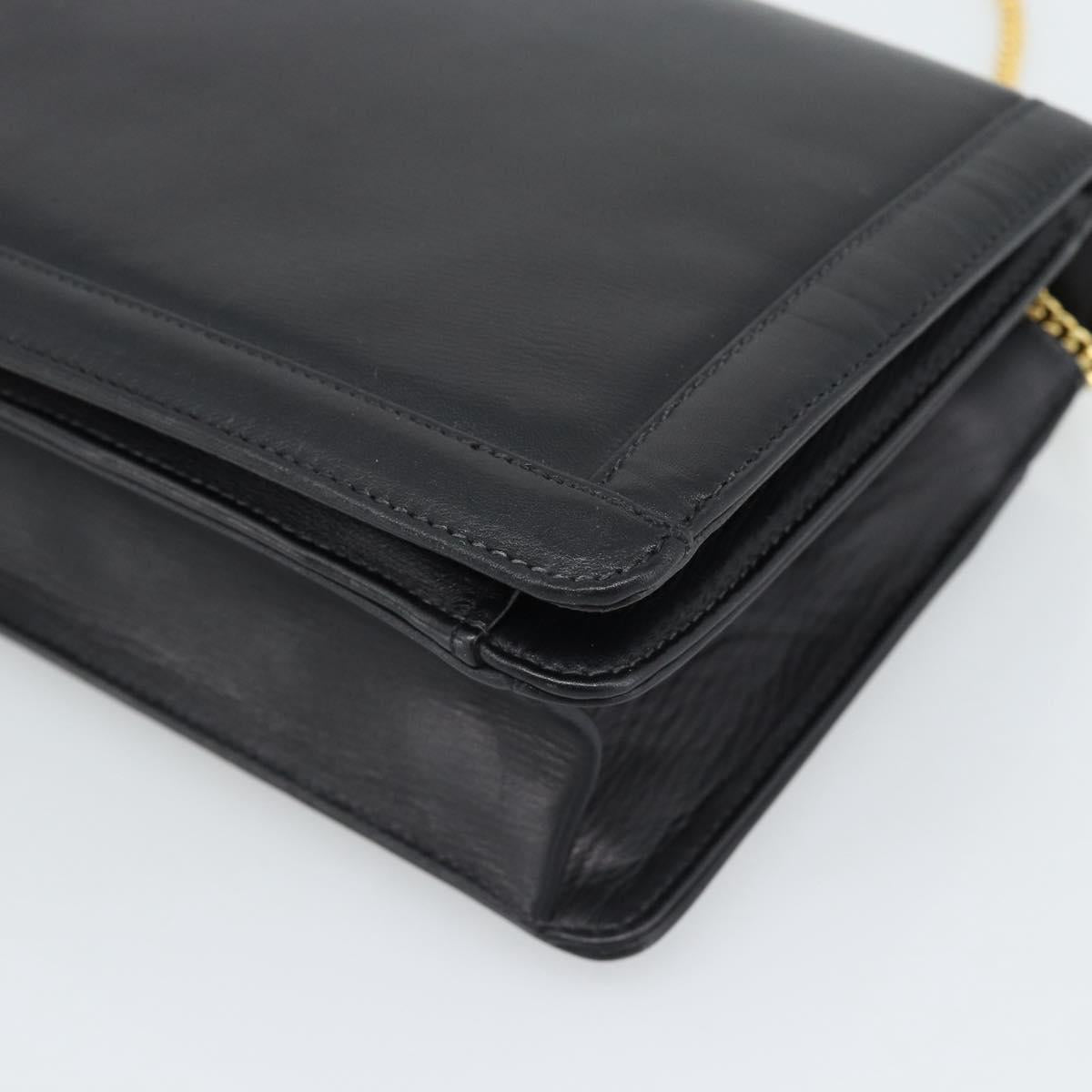 GIVENCHY Chain Shoulder Bag Leather Black Gold Auth 190822A