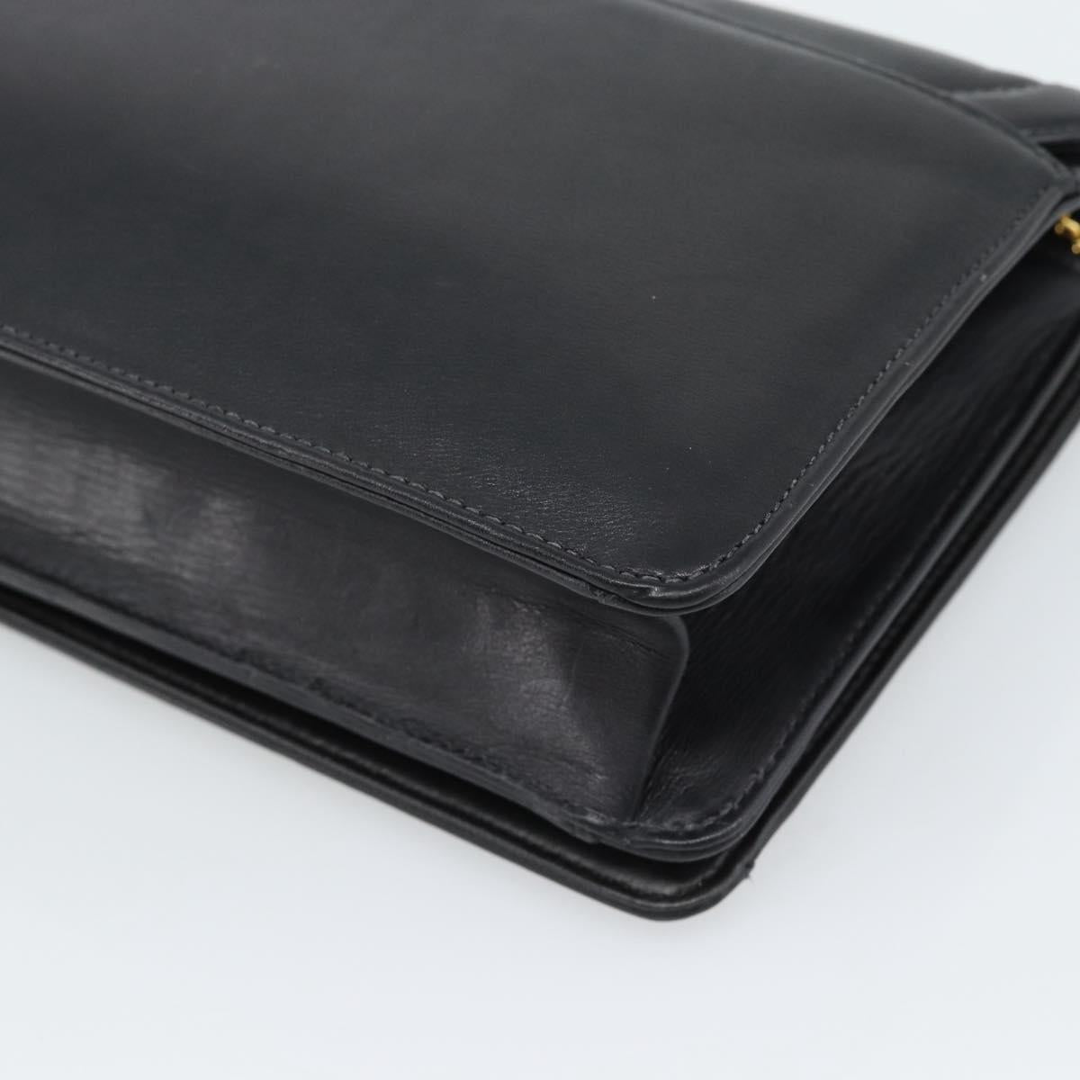 GIVENCHY Chain Shoulder Bag Leather Black Gold Auth 190822A