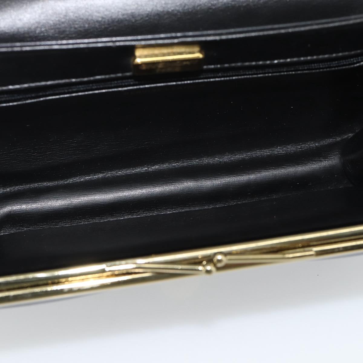 GIVENCHY Chain Shoulder Bag Leather Black Gold Auth 190822A