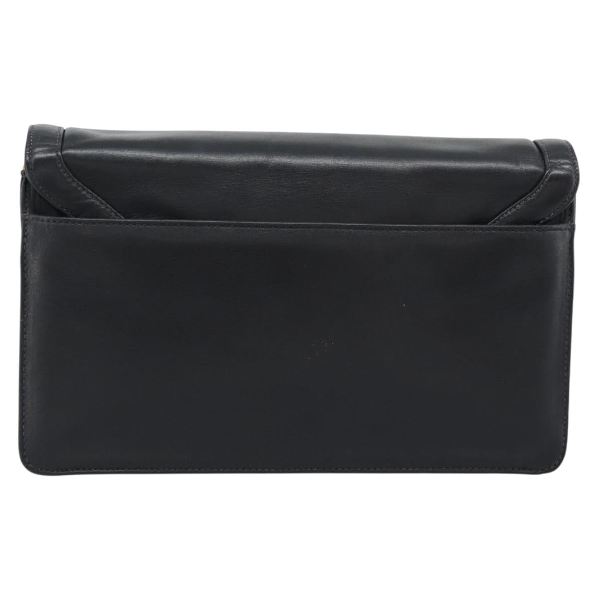 GIVENCHY Chain Shoulder Bag Leather Black Gold Auth 190822A