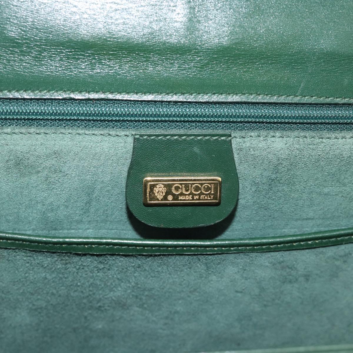 GUCCI Bamboo Hand Bag Leather Green Gold Auth 190823
