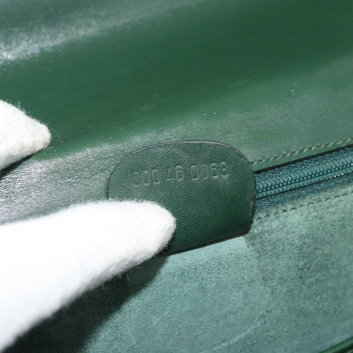 GUCCI Bamboo Hand Bag Leather Green Gold Auth 190823
