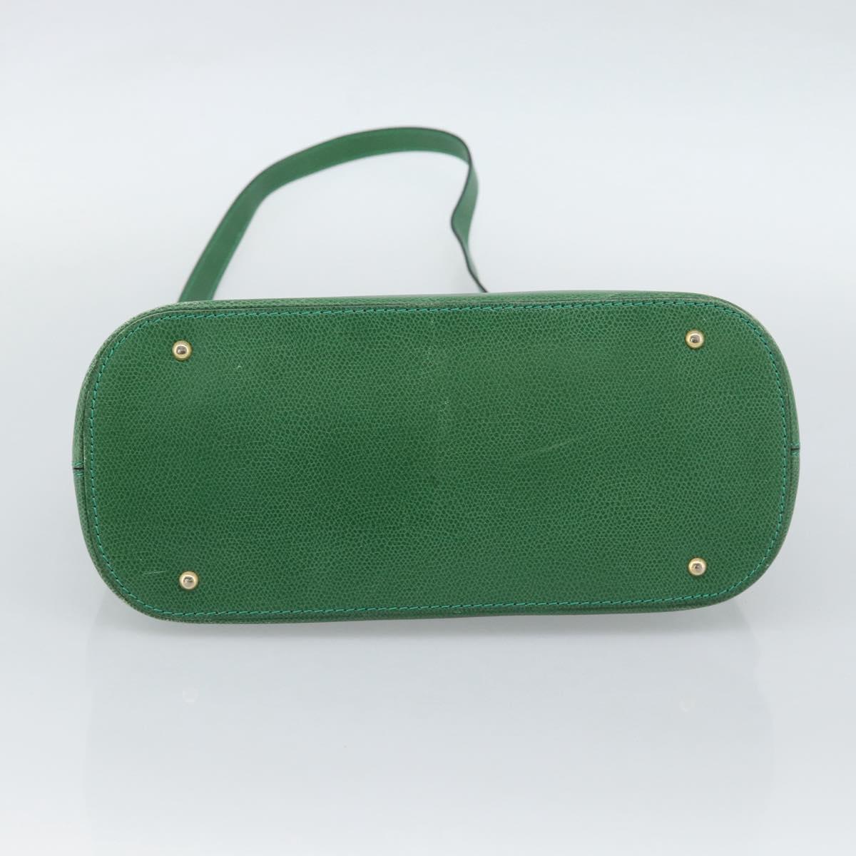 CELINE Hand Bag Leather 2way Green Gold Auth 190825A