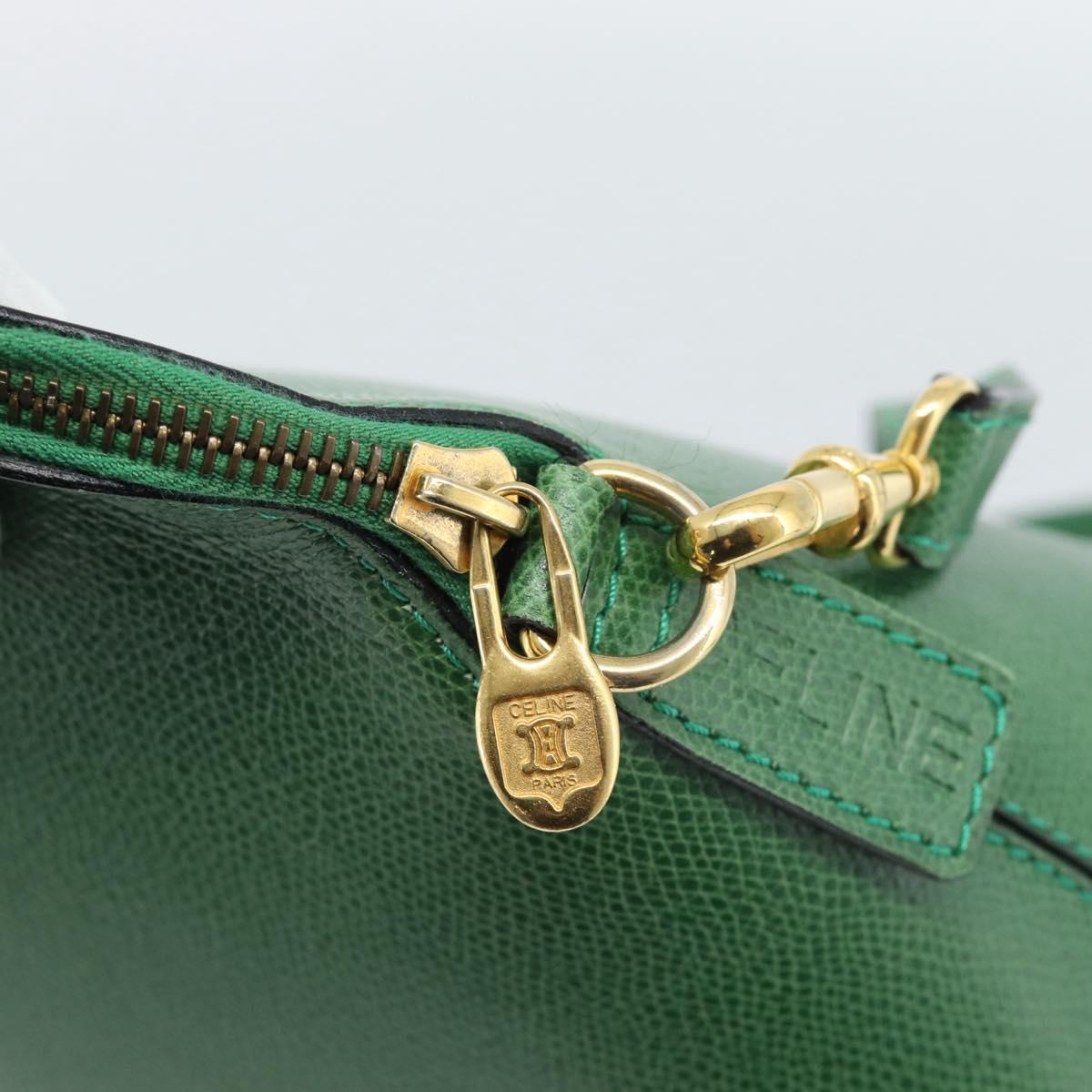 CELINE Hand Bag Leather 2way Green Gold Auth 190825A